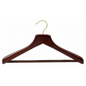 Ultimate Wide Walnut Suit Hanger w/ Vinyl Covered Pant Bar