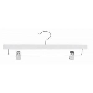 14" Secure White/Chrome Pant & Skirt Hanger