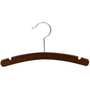 12" Notched Walnut/Chrome Wooden Children's Shirt/Coat Hanger