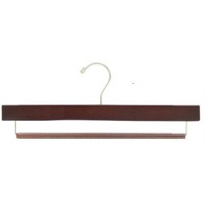 15" Slip-Defense Walnut/Chrome Pants Hanger